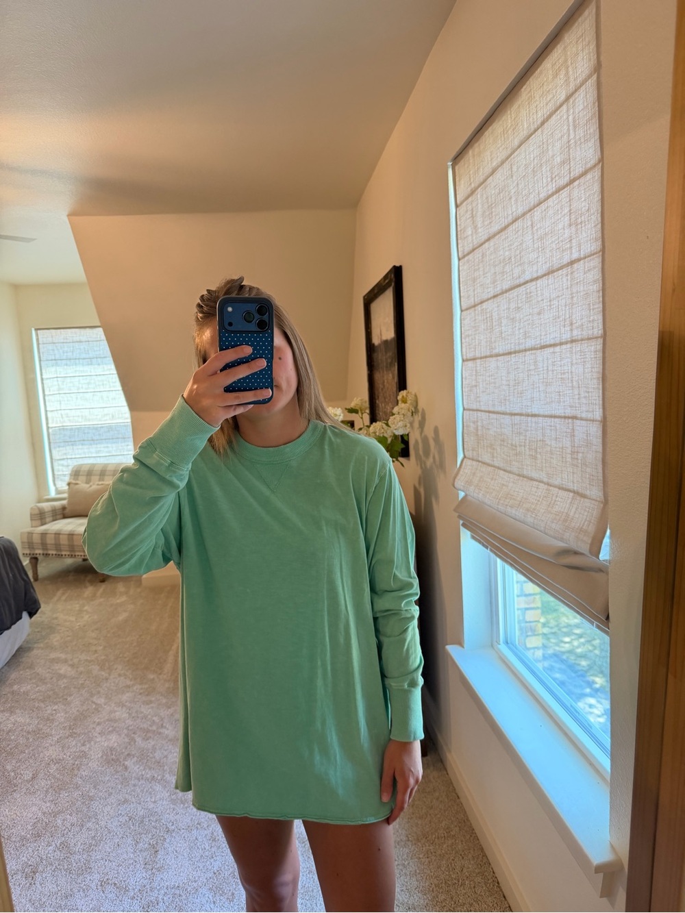 aerie Mint Green Long Sleeve Crewneck Top